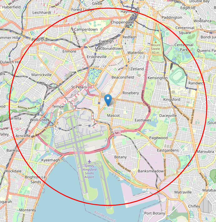 map of 5km radius